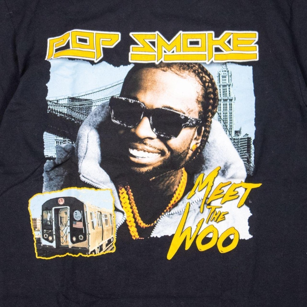 Pop Smoke Meet The Woo Rap Tee Style Streetwear Black Double Stitch T-Shirt Tee - Picture 5 of 6